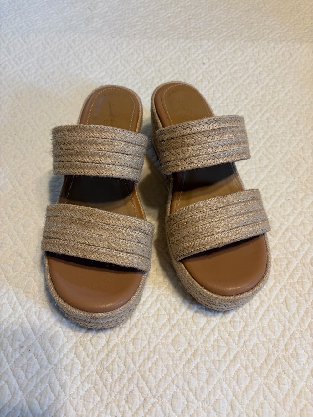 Universal Thread Braided Double-Strap Slide Sandals in Tan